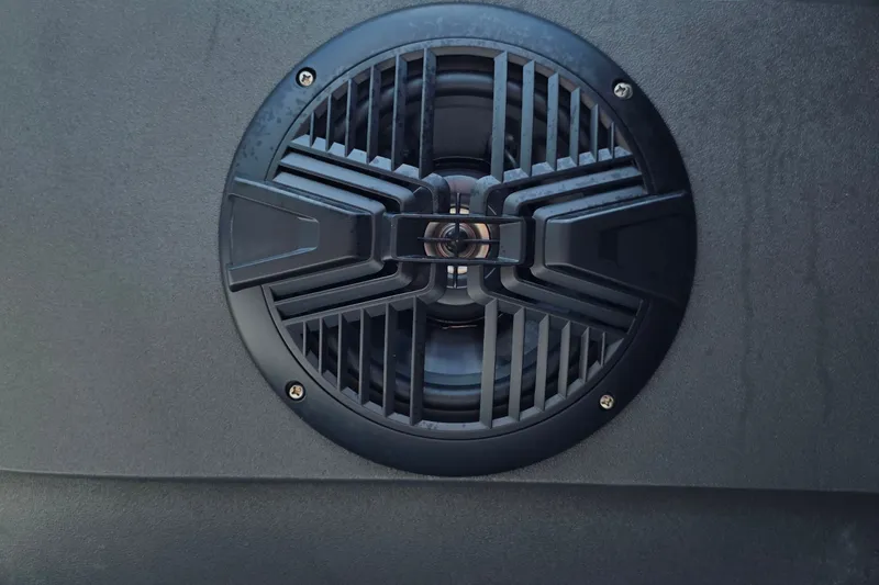 Slide: The Image of Close-up of a speaker on a 2027 Sun Tracker Bass Buggy 16 XL Select. - 18