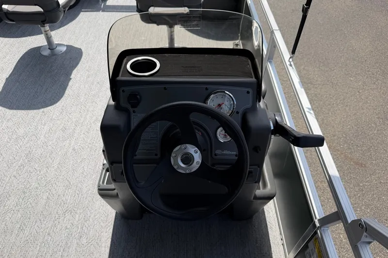 Slide: The Image of Steering console of 2027 Sun Tracker Bass Buggy 18 DLX pontoon boat. - 13