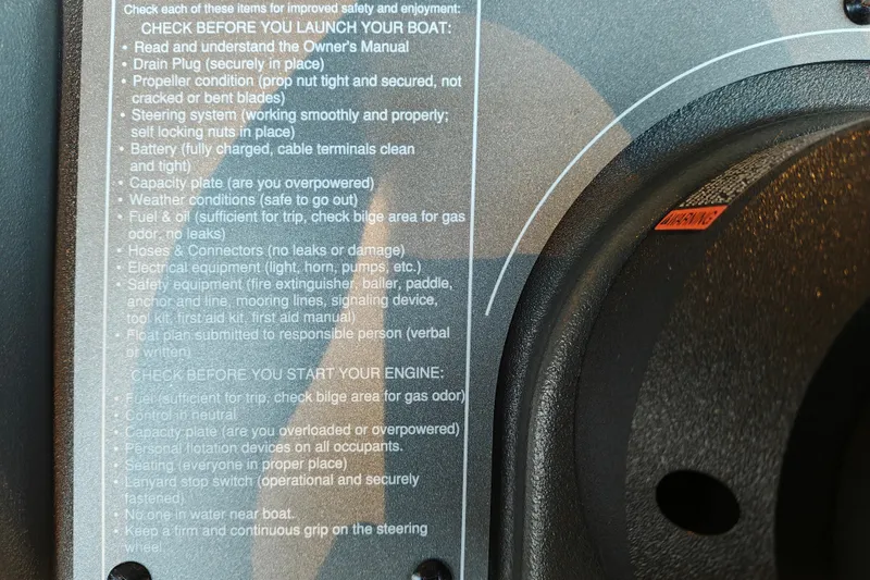 Slide: The Image of Safety checklist on a Sun Tracker Bass Buggy 16 XL Select, 2027 model. - 23