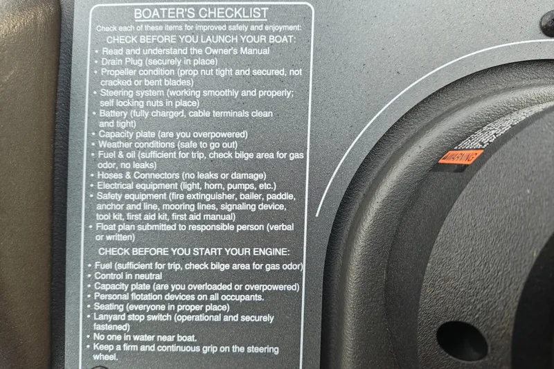 Slide: The Image of Boater's checklist on a Sun Tracker Bass Buggy 18 DLX, 2027 model. - 25