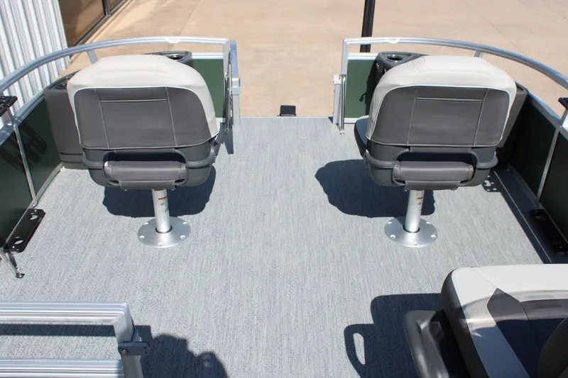 Slide: The Image of 2027 Sun Tracker Bass Buggy 18 DLX pontoon boat with two swivel seats. - 13