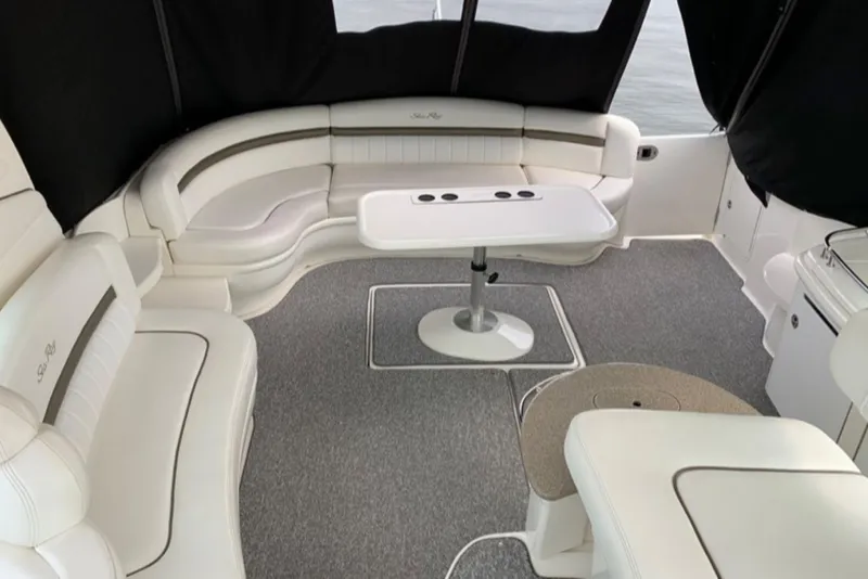 Slide: The Image of Luxurious interior of 2007 Sea Ray 52 Sundancer yacht with elegant seating and table. - 2