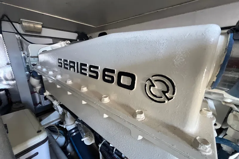 Slide: The Image of Engine room of 2004 Ocean Yacht 52 Super Sport with Series 60 engine. - 25