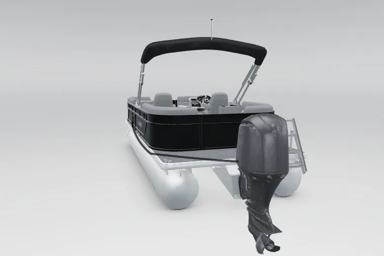 Slide: The Image of 2027 Godfrey Xperience 2286 SBX pontoon boat with outboard motor, rear view. - 145