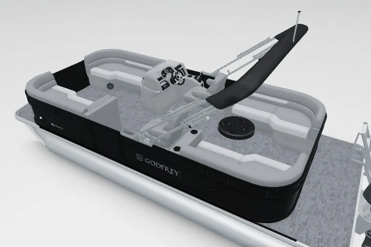 Slide: The Image of 2027 Godfrey Xperience 2286 SBX pontoon boat with sleek design and spacious seating. - 147