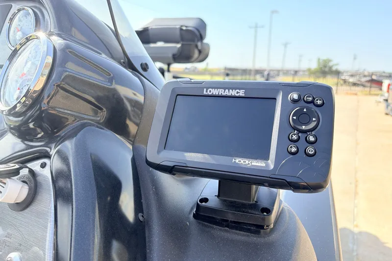 Slide: The Image of Lowrance fish finder on 2024 Tracker Pro Team 195 TXW Tournament Edition boat dashboard. - 31