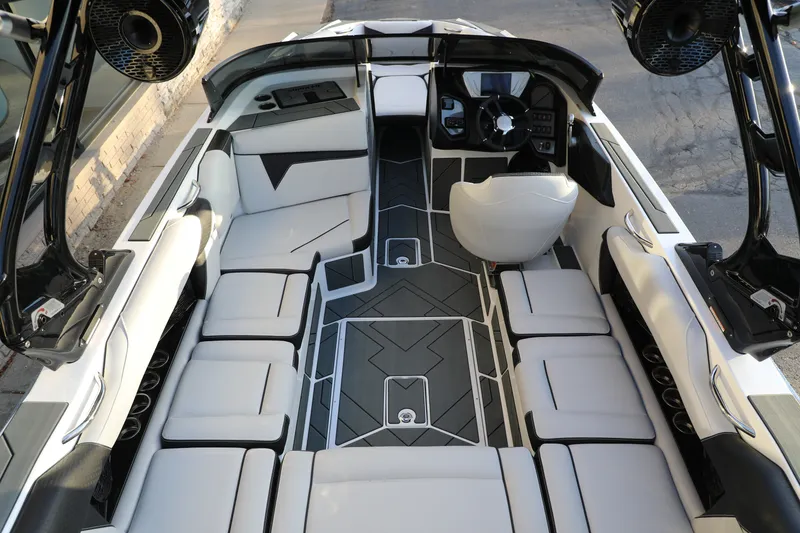 Slide: The Image of Luxurious interior of 2026 Supreme S220 boat with modern seating and sleek design. - 8