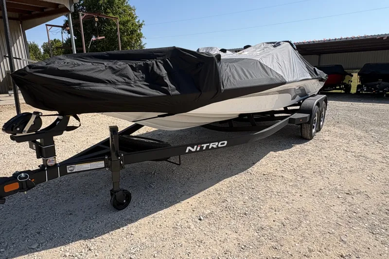 Slide: The Image of Covered 2027 Nitro Z20 XL Pro boat on trailer in outdoor setting. - 18