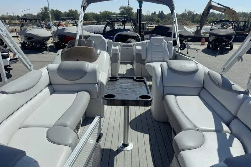 Slide: The Image of 2019 Avalon Catalina Rear Lounge 25' pontoon boat with spacious seating and table. - 13