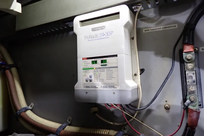 Slide: The Image of ProNautic 2430P power converter in 1998 Sea Ray 480 Sedan Bridge yacht. - 202