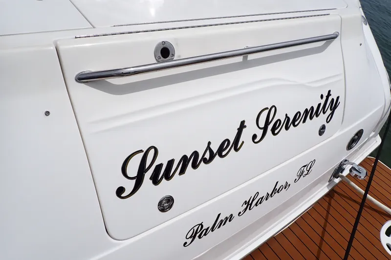Slide: The Image of 1998 Sea Ray 480 Sedan Bridge yacht named "Sunset Serenity" in Palm Harbor, FL. - 85