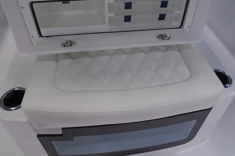 Slide: The Image of Luxurious seating and storage on 2027 Striking Boats 27XB model. - 13