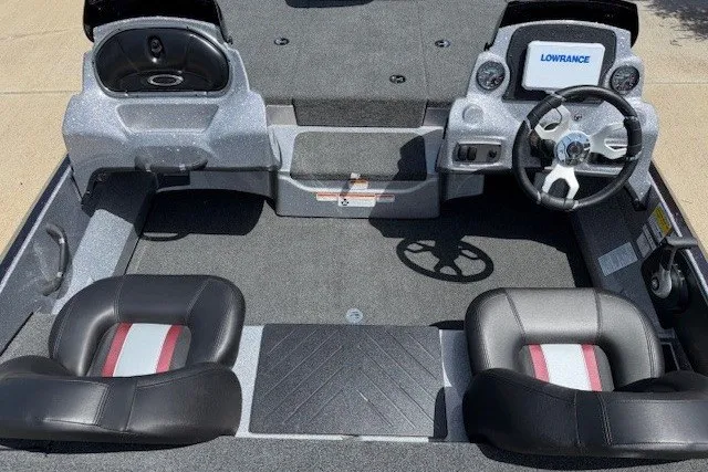 Slide: The Image of Interior of a 2027 Nitro Z17 boat with dual seats and steering console. - 32