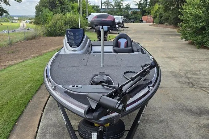 Slide: The Image of 2027 Nitro Z17 fishing boat on trailer, featuring sleek design and advanced equipment. - 5