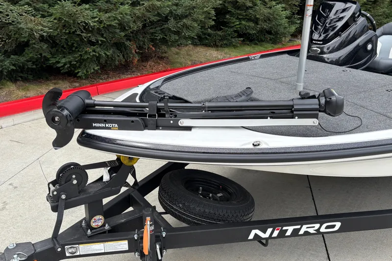 Slide: The Image of Nitro Z17 2027 boat with Minn Kota Edge trolling motor on trailer. - 7