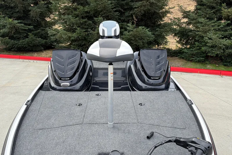 Slide: The Image of 2027 Nitro Z17 boat deck with seating and storage compartments. - 16