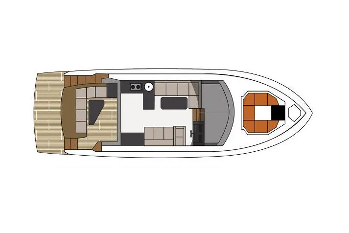 Slide: The Image of Manufacturer Provided Image: Top view layout of 2022 Cruisers Yachts 46 Cantius, showcasing interior and deck design. - 15