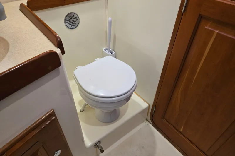 Slide: The Image of Compact marine bathroom with toilet in 2005 Tartan 3700 yacht. - 41