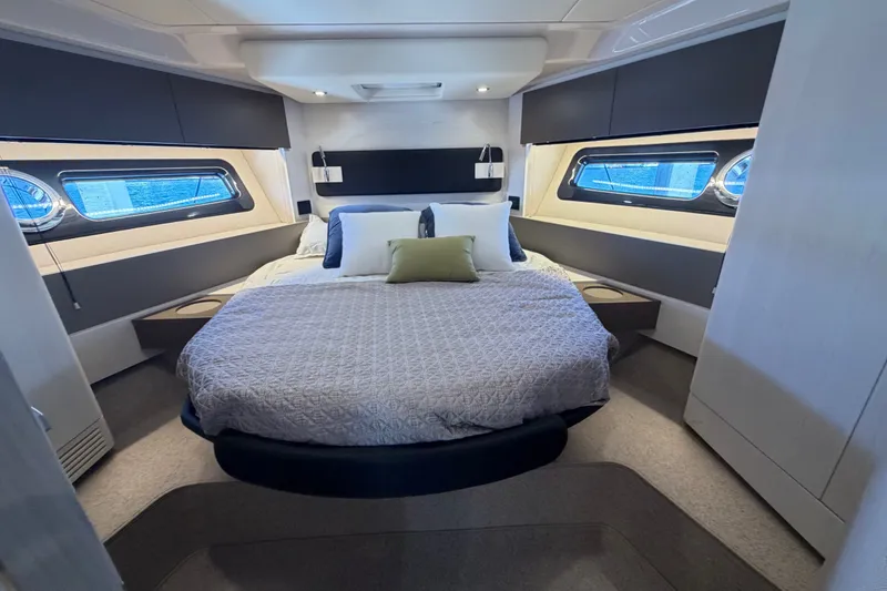 Slide: The Image of Luxurious bedroom interior of 2020 Azimut Fly 50 yacht with modern design. - 26