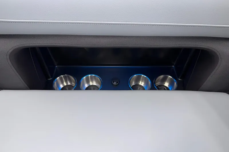 Slide: The Image of Interior cup holders of 2026 Premier 230 Solaris RF Tritoon with sleek design. - 27