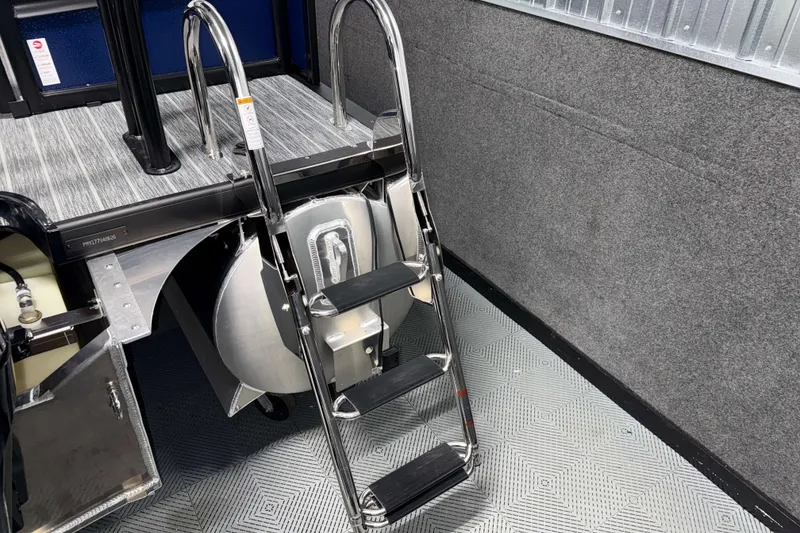 Slide: The Image of Stainless steel ladder on 2026 Premier 230 Solaris RF Tritoon boat deck. - 35