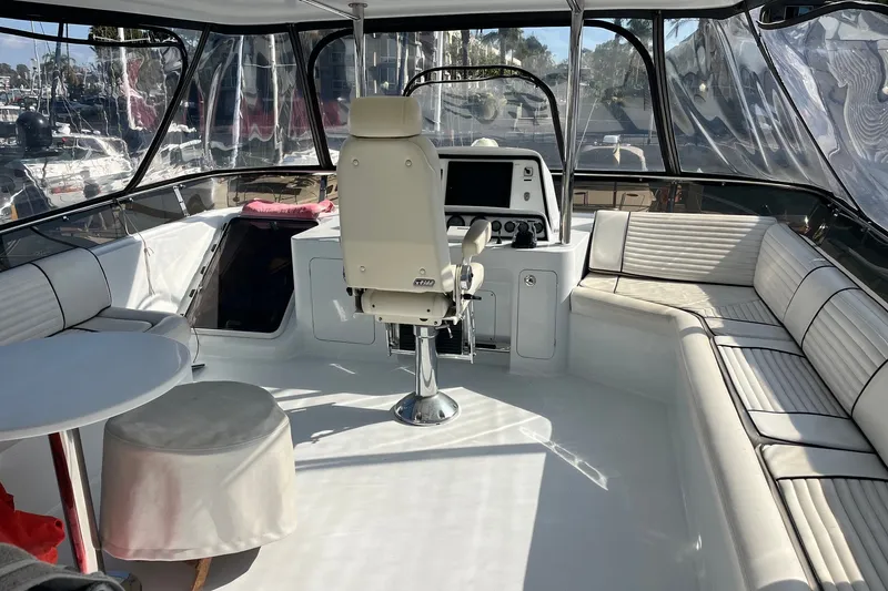 Slide: The Image of Luxurious 2003 Pachoud Yachts Power Cat interior with white seating and helm station. - 35