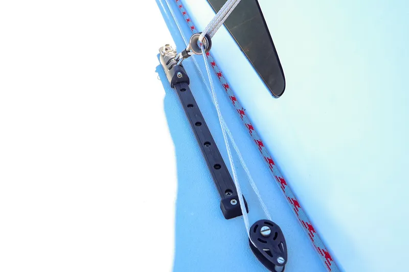Slide: The Image of Close-up of 2023 J Boats J/99 sailboat rigging and pulley system. - 22