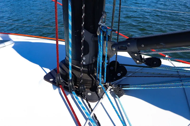 Slide: The Image of Close-up of 2023 J Boats J/99 sailboat rigging and mast details. - 17