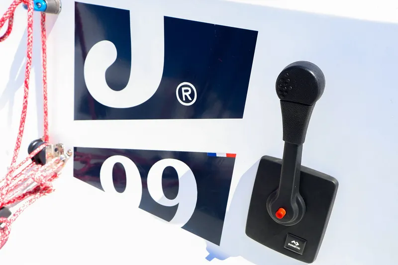 Slide: The Image of Close-up of 2023 J Boats J/99 control lever and branding. - 31