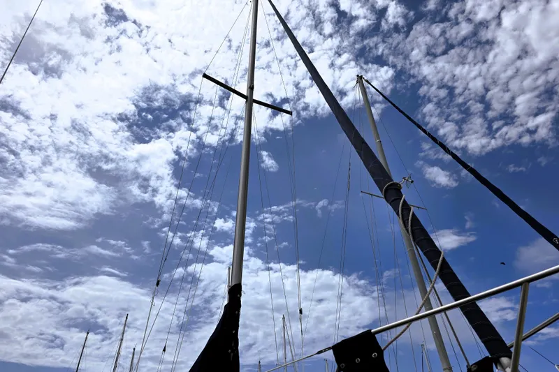 Slide: The Image of Sailboat mast of a 1995 Catalina 30 MkIII against a cloudy sky. - 20