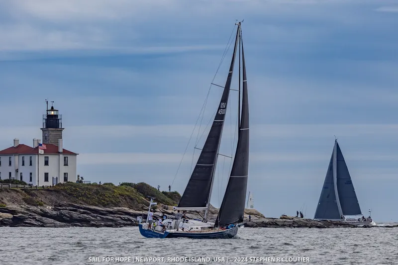Slide: The Image of Sailing yacht J/45 near lighthouse, Newport, Rhode Island, 2024. - 16