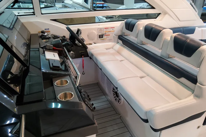 Slide: The Image of 2027 Formula 400 Super Sport Crossover interior with sleek dashboard and luxurious seating. - 21