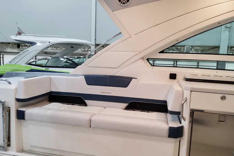 Slide: The Image of 2027 Formula 400 Super Sport Crossover boat interior with sleek seating and modern design. - 45