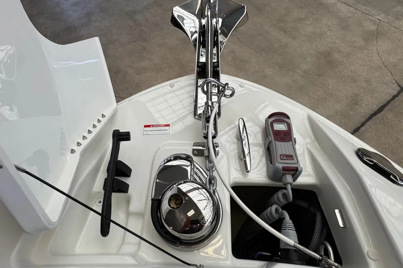 Slide: The Image of Bow area of 2027 Sea Ray SLX 280 with anchor and control panel. - 20