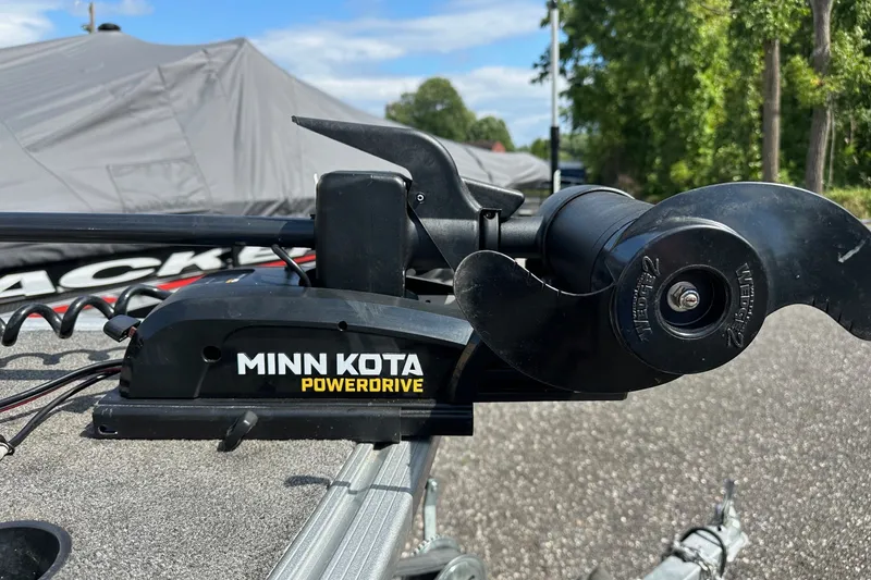 Slide: The Image of Minn Kota PowerDrive motor on 2021 Alumacraft Classic 165 CS boat. - 5