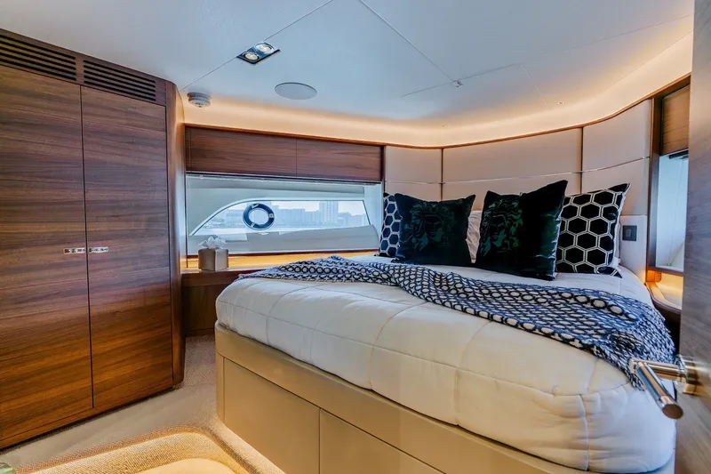 Slide: The Image of Luxurious bedroom interior of 2022 Princess Y78 yacht with elegant decor and modern design. - 23