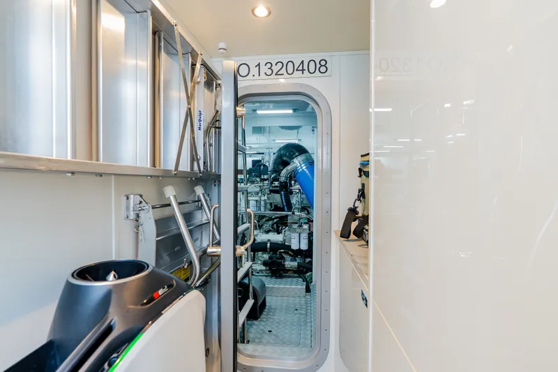 Slide: The Image of Engine room of 2022 Princess Y78 yacht, showcasing mechanical equipment and sleek design. - 42