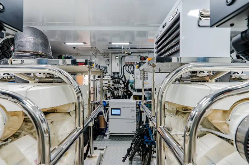 Slide: The Image of Engine room of 2022 Princess Y78 yacht with advanced machinery and equipment. - 43