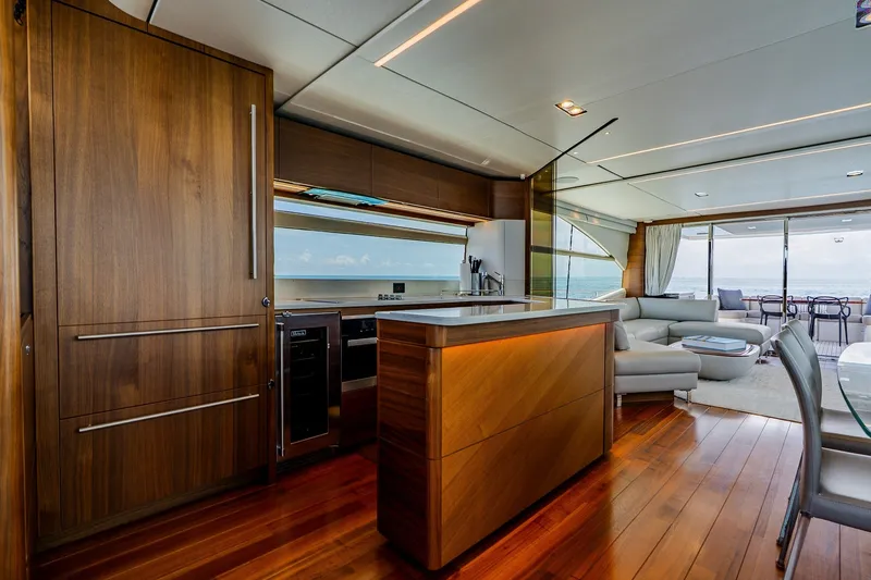 Slide: The Image of Luxurious interior of 2022 Princess Y78 yacht with modern kitchen and spacious lounge area. - 13