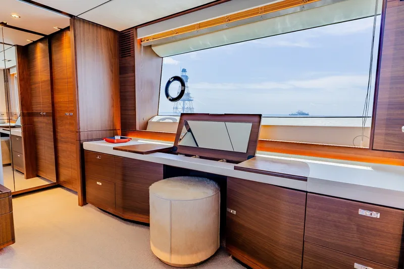 Slide: The Image of Luxurious interior of 2022 Princess Y78 yacht with elegant wood finish and ocean view. - 20