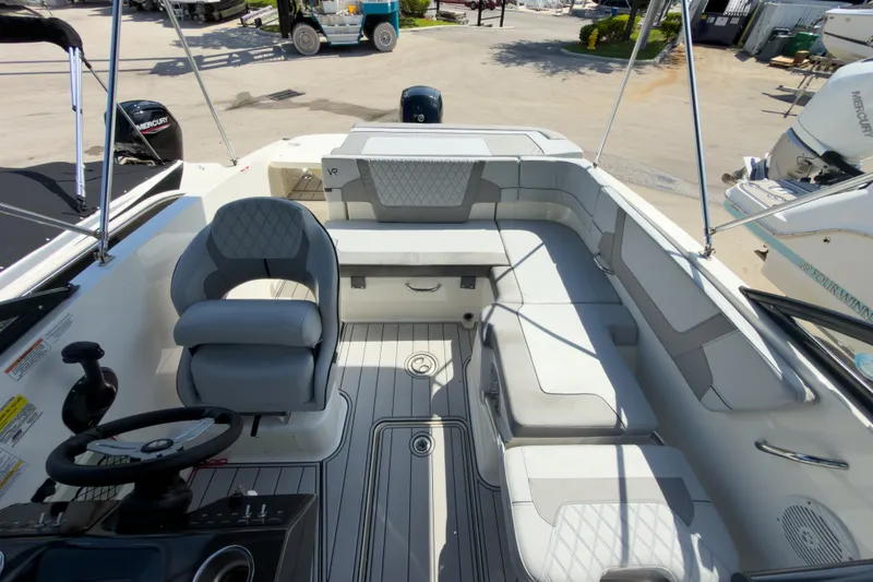 Slide: The Image of 2023 Bayliner VR5 Bowrider OB interior with spacious seating and modern design. - 23