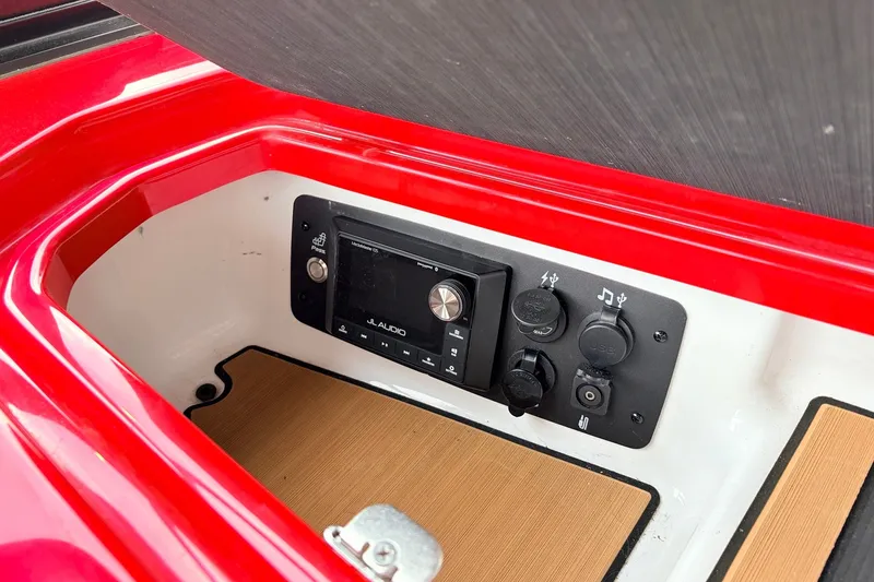 Slide: The Image of 2022 Nautique Super Air Nautique G25 audio control panel with JL Audio system. - 21
