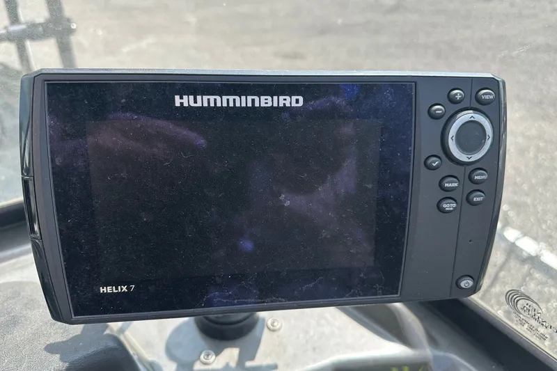 Slide: The Image of Humminbird Helix 7 fish finder on 2021 Bass Tracker Pro 16 boat dashboard. - 23