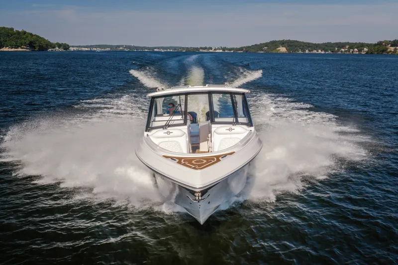 Slide: The Image of 2026 Fountain 39 DX boat cruising swiftly on open water. - 79