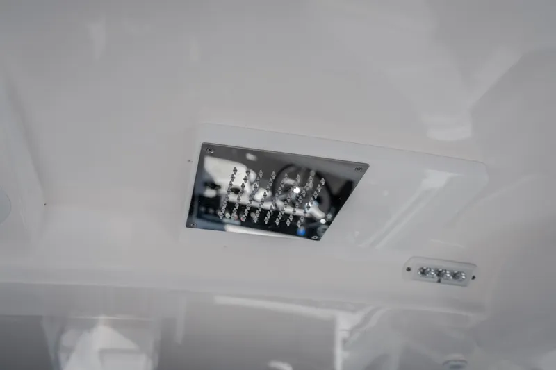 Slide: The Image of Ceiling view of 2026 Fountain 39 DX boat with LED lighting fixtures. - 52