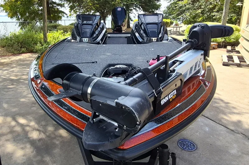 Slide: The Image of 2020 Nitro Z19 Pro boat with Minn Kota Ultrex motor, parked outdoors. - 3