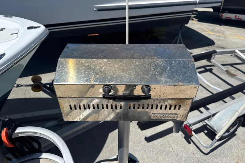 Slide: The Image of Stainless steel Magma grill on a 2017 Godfrey Sweetwater Sunrise 22 boat. - 17