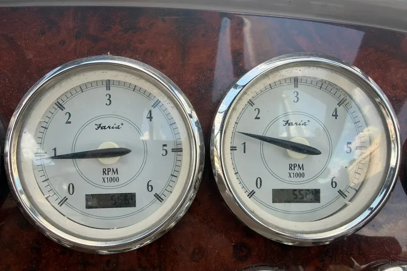Slide: The Image of Close-up of Faria RPM gauges on a 2006 Regal 3360 Window Express boat. - 17