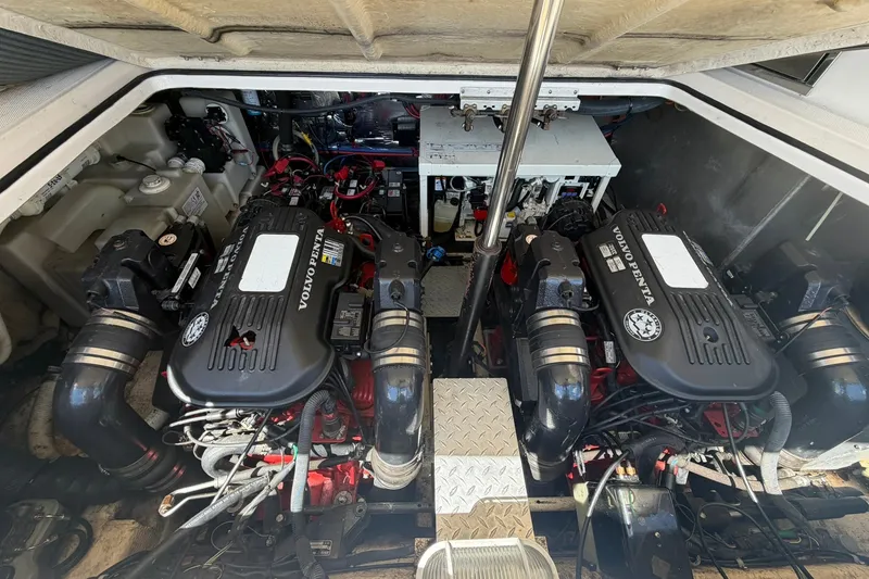 Slide: The Image of Engine compartment of a 2006 Regal 3360 Window Express with dual Volvo Penta engines. - 39