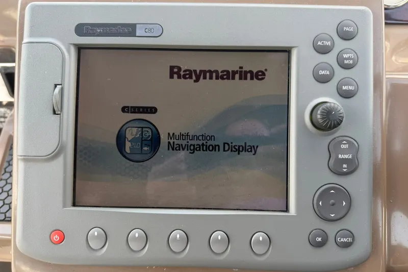 Slide: The Image of Raymarine C80 multifunction navigation display on 2006 Regal 3360 Window Express. - 18